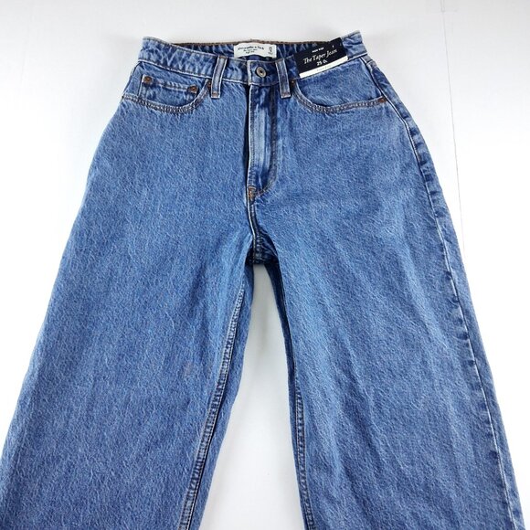 Abercrombie & Fitch The Taper Jean Women's Size 0 Long Medium Wash High Rise - Picture 2 of 8